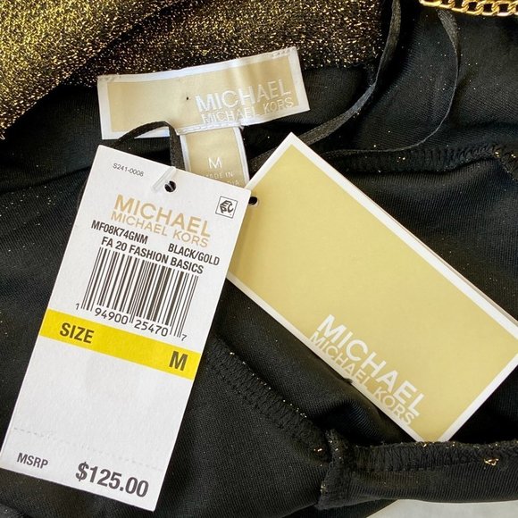 MICHAEL Michael Kors Metallic Cowl Back Gold Sheath Dress, M - Picture 14 of 16